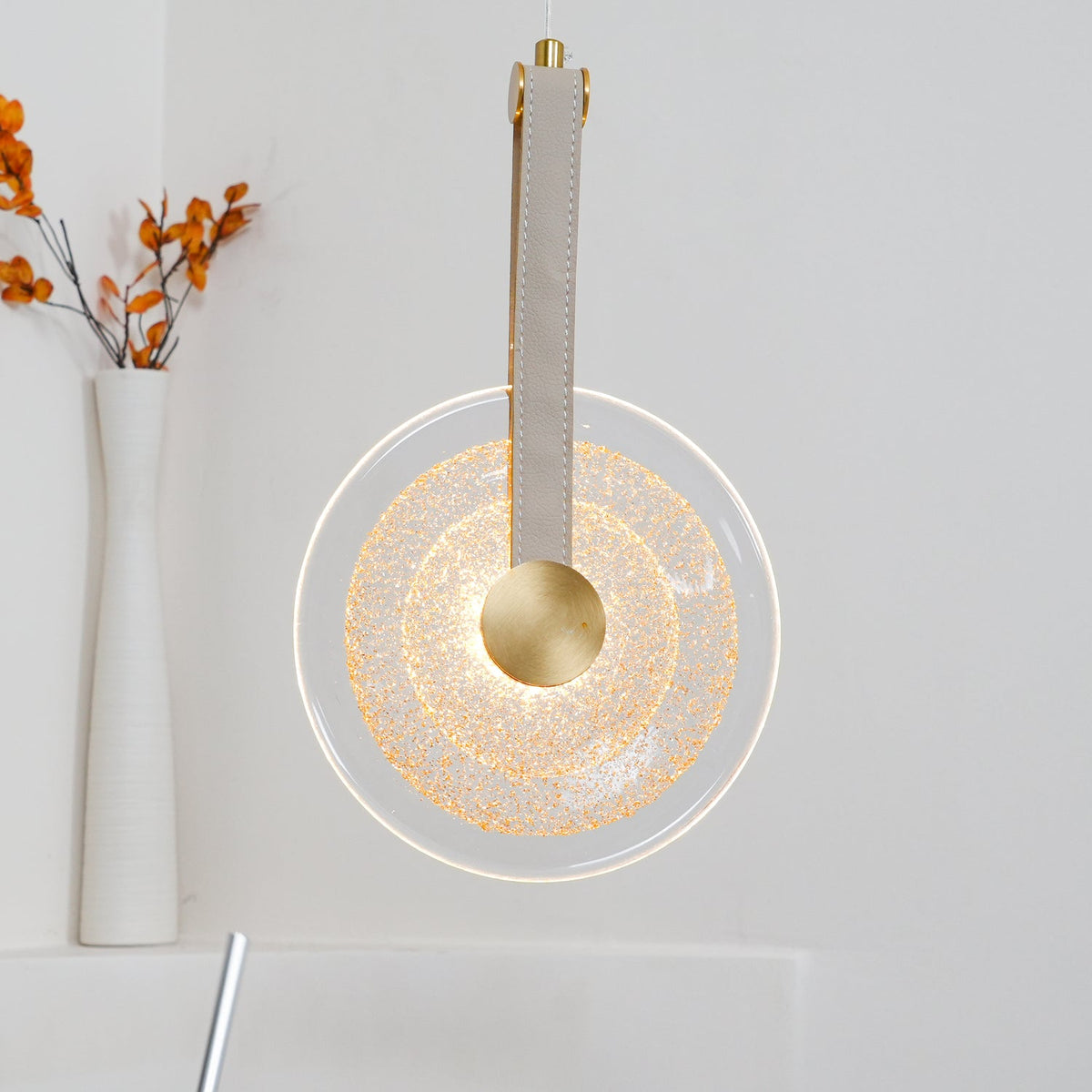 Paolo Castelli Disc Pendant Light in Gold Leaf Murano Glass