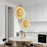 Dix Heures Designer Fabric Pendant Light, Gold & Beige, Modern LED Ceiling Lamp