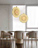 Dix Heures Designer Fabric Pendant Light, Gold & Beige, Modern LED Ceiling Lamp