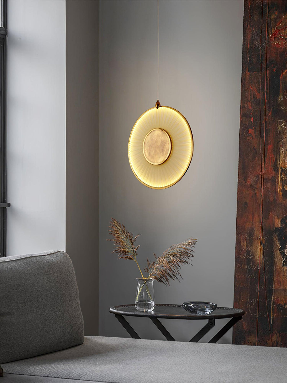 Dix Heures Designer Fabric Pendant Light, Gold & Beige, Modern LED Ceiling Lamp