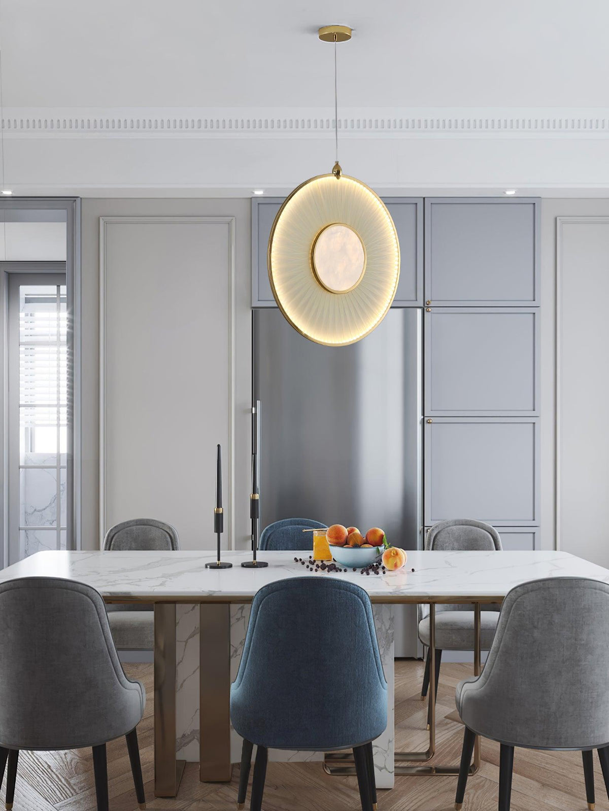 Dix Heures Designer Fabric Pendant Light, Gold & Beige, Modern LED Ceiling Lamp
