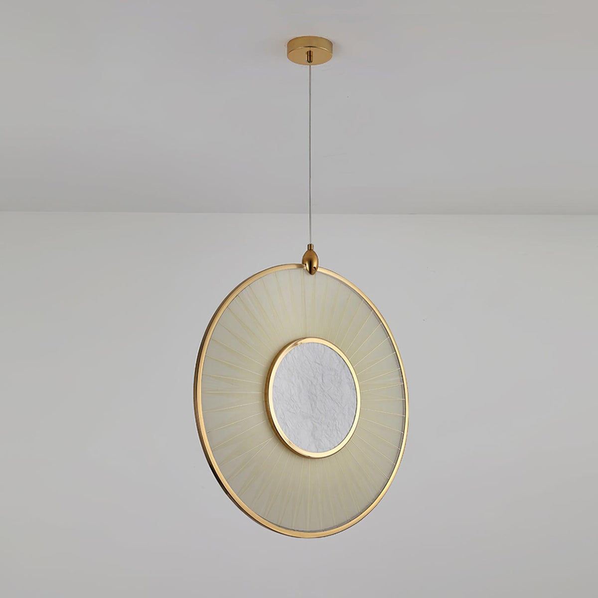 Dix Heures Designer Fabric Pendant Light, Gold & Beige, Modern LED Ceiling Lamp