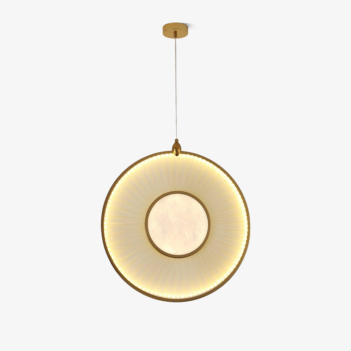 Dix Heures Designer Fabric Pendant Light, Gold & Beige, Modern LED Ceiling Lamp