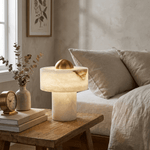 Dome Alabaster Table Lamp with Brass Dome