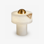 Dome Alabaster Table Lamp with Brass Dome