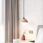 Dome Travertine Pendant Light in Natural Stone with Opal Glass