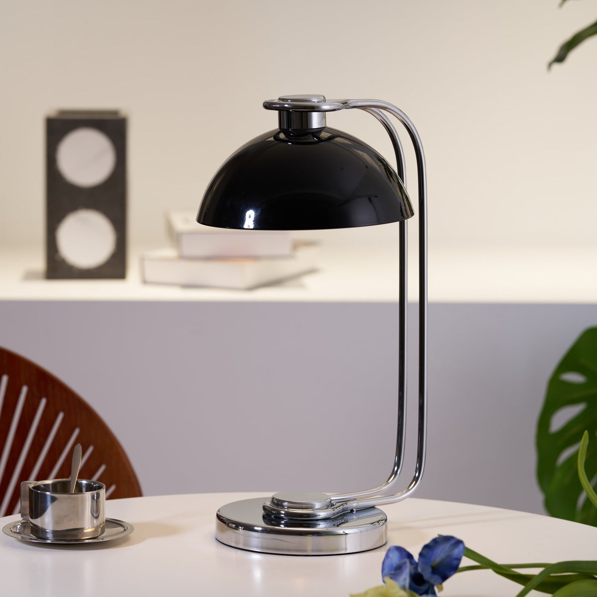 Domex Modern Desk Lamp with Chrome Accents and Integrated LED