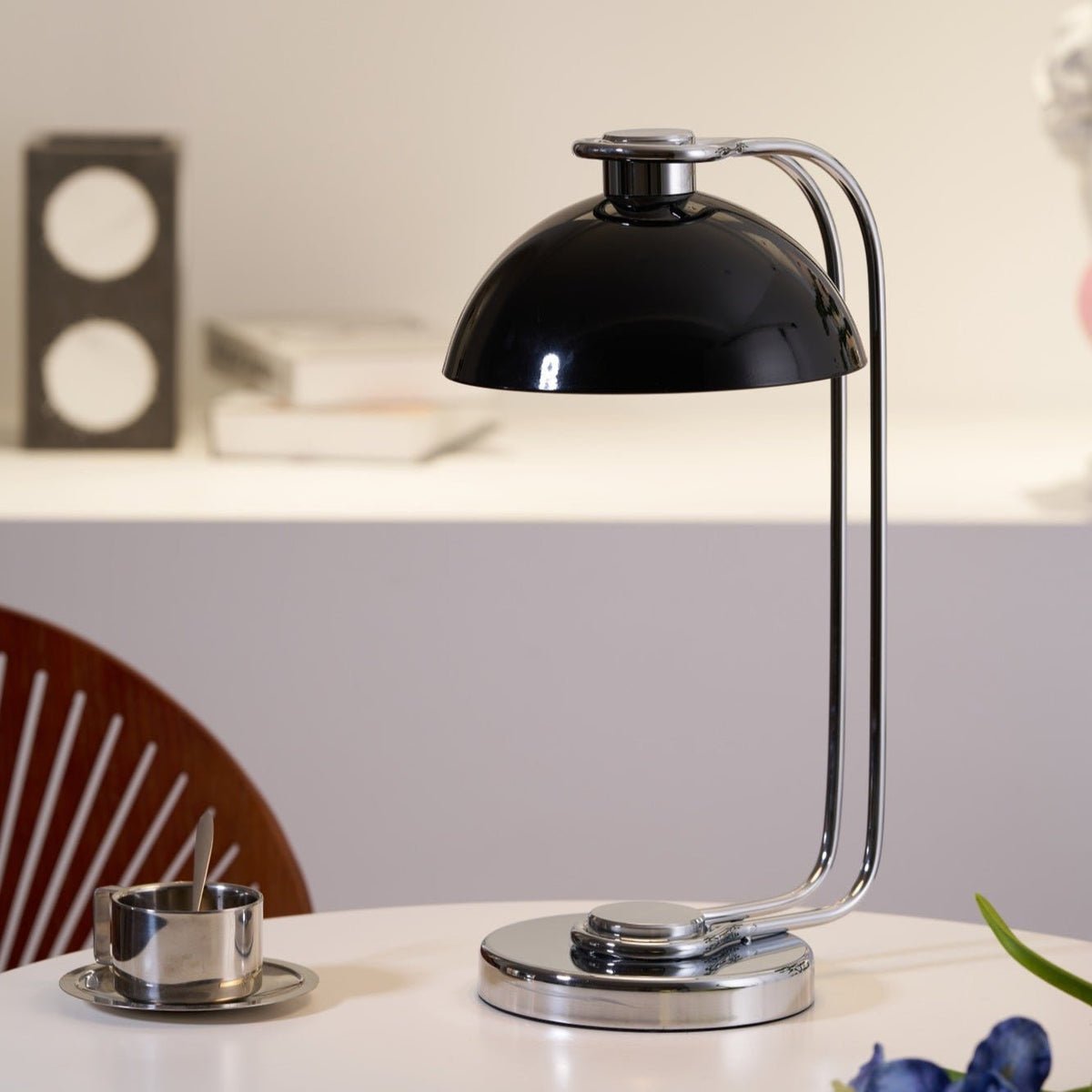 Domex Modern Desk Lamp with Chrome Accents and Integrated LED