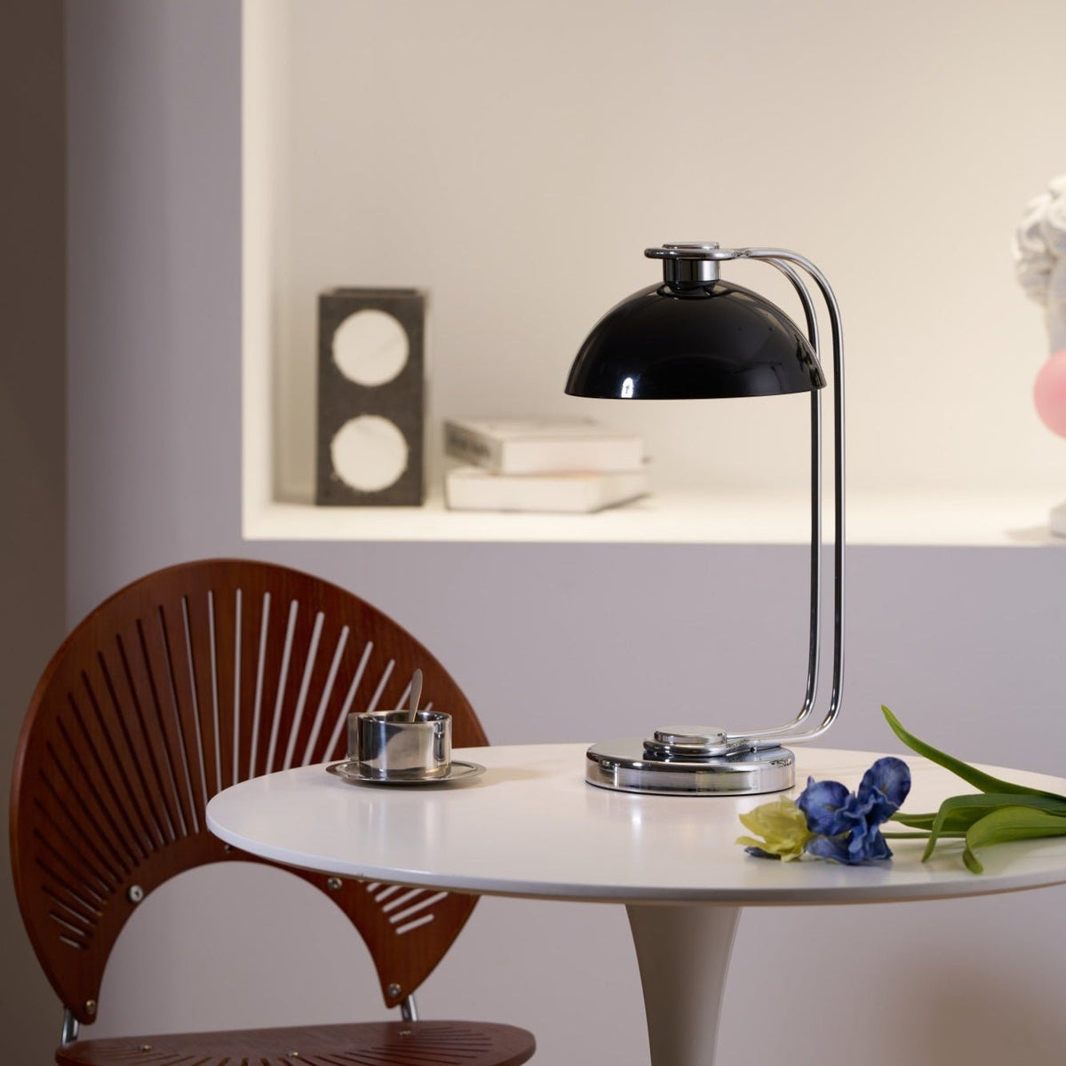 Domex Modern Desk Lamp with Chrome Accents and Integrated LED
