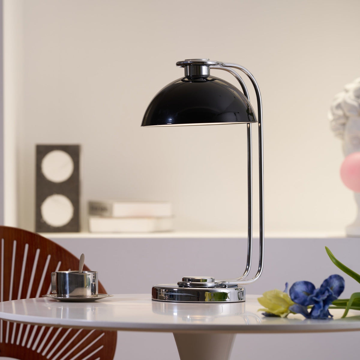 Domex Modern Desk Lamp with Chrome Accents and Integrated LED