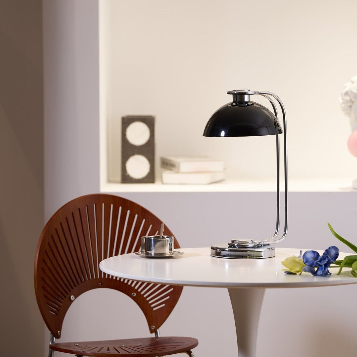 Domex Modern Desk Lamp with Chrome Accents and Integrated LED