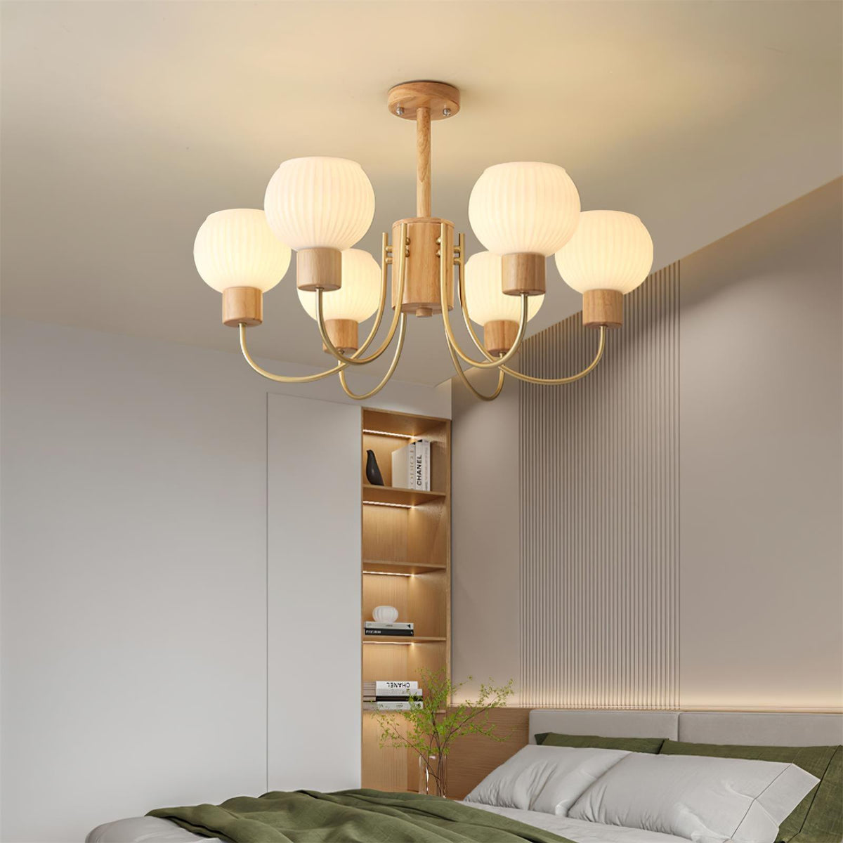 Donnelly Wooden Chandelier – Modern 6-Light Ceiling Pendant for Dining & Living Rooms