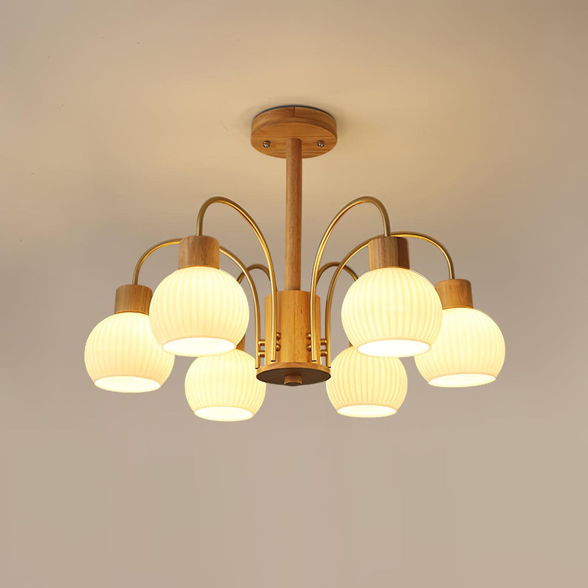 Donnelly Wooden Chandelier – Modern 6-Light Ceiling Pendant for Dining & Living Rooms