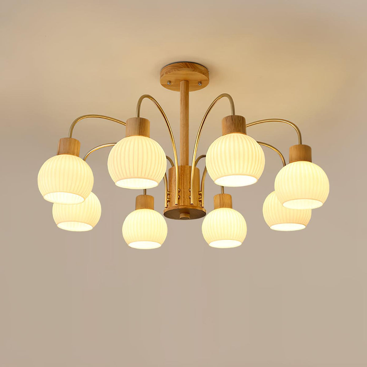 Donnelly Wooden Chandelier – Modern 6-Light Ceiling Pendant for Dining & Living Rooms