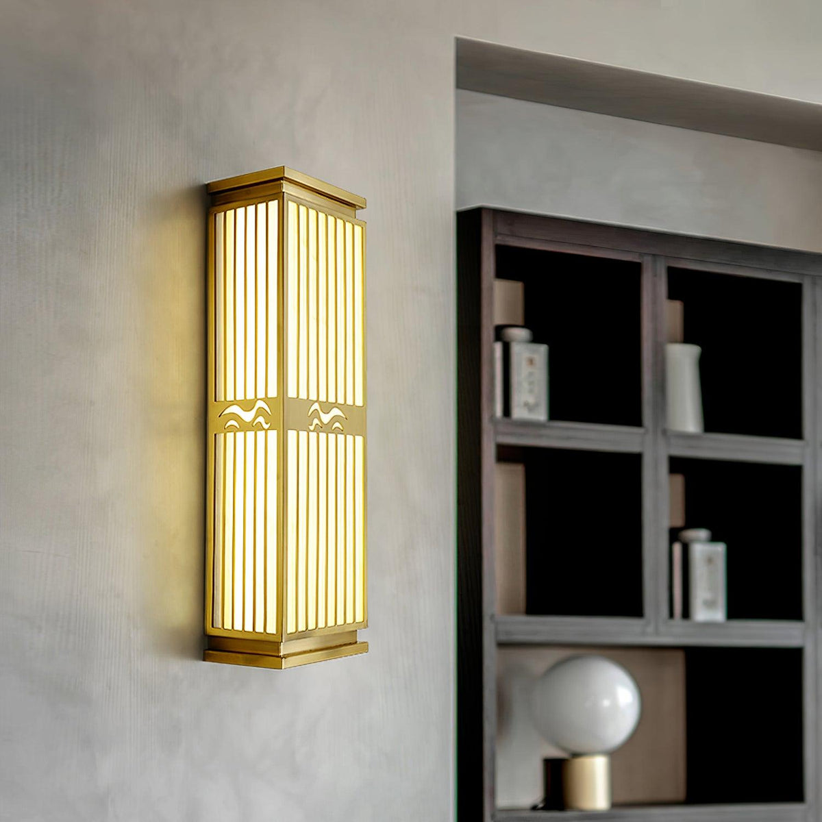 Doots Outdoor Wall Light in Gold and White, Modern LED Sconce for Patio and Garden