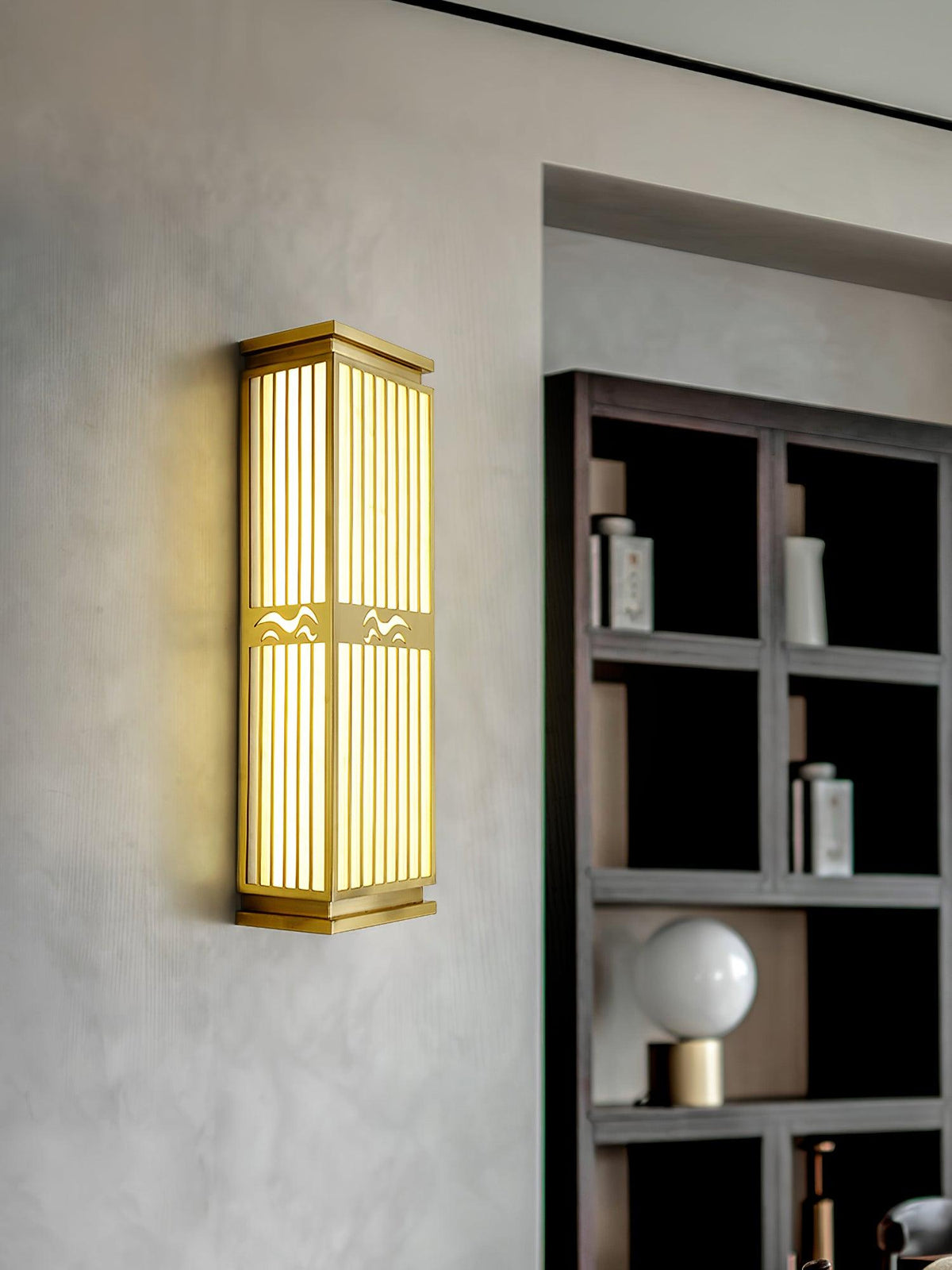 Doots Outdoor Wall Light in Gold and White, Modern LED Sconce for Patio and Garden