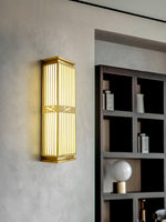 Doots Outdoor Wall Light in Gold and White, Modern LED Sconce for Patio and Garden