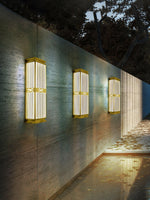 Doots Outdoor Wall Light in Gold and White, Modern LED Sconce for Patio and Garden