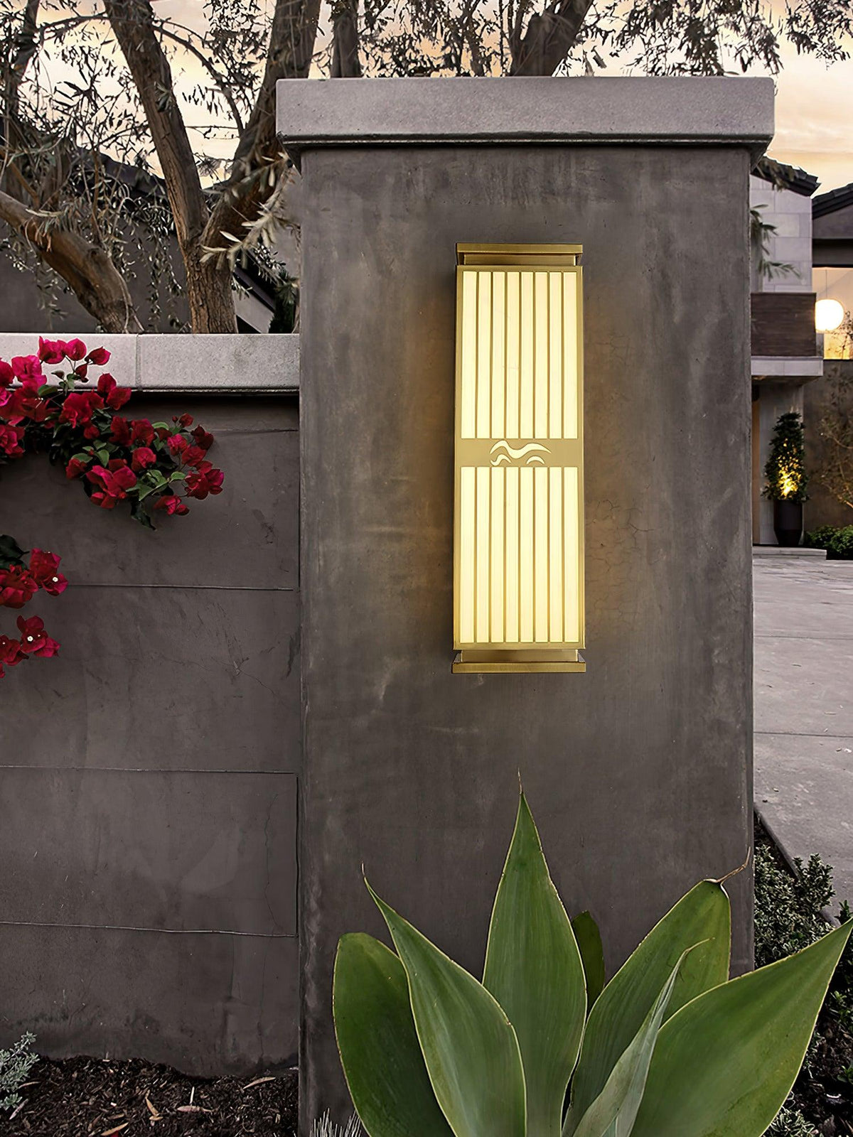 Doots Outdoor Wall Light in Gold and White, Modern LED Sconce for Patio and Garden