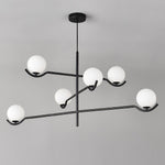 Doris Modern Glass Ball Chandelier in Black Metal for Dining Room and Living Room