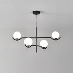 Doris Modern Glass Ball Chandelier in Black Metal for Dining Room and Living Room