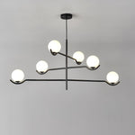Doris Modern Glass Ball Chandelier in Black Metal for Dining Room and Living Room