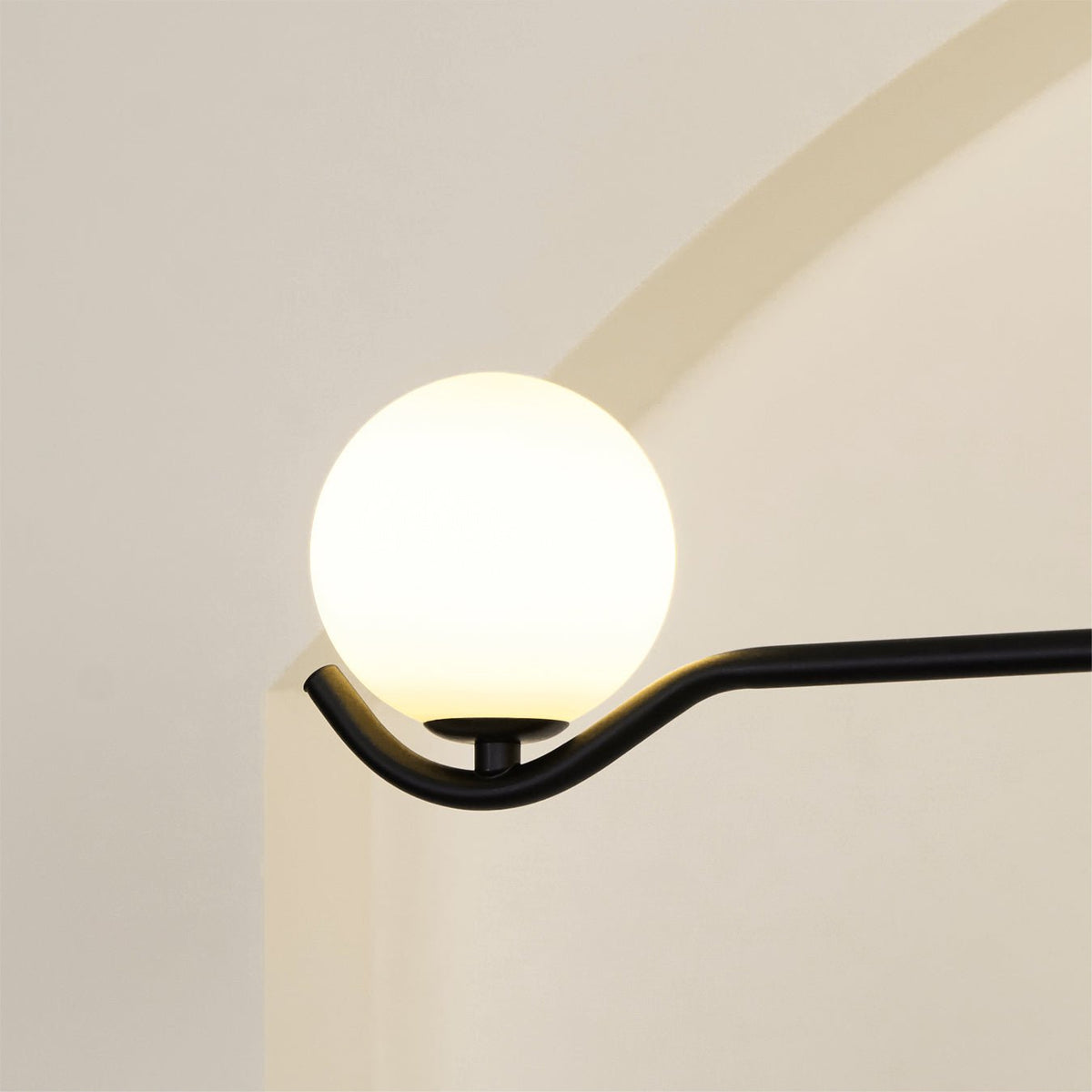 Doris Modern Glass Ball Chandelier in Black Metal for Dining Room and Living Room