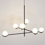 Doris Modern Glass Ball Chandelier in Black Metal for Dining Room and Living Room