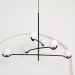 Doris Modern Glass Ball Chandelier in Black Metal for Dining Room and Living Room