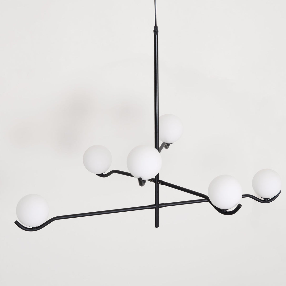Doris Modern Glass Ball Chandelier in Black Metal for Dining Room and Living Room