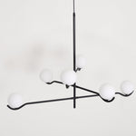 Doris Modern Glass Ball Chandelier in Black Metal for Dining Room and Living Room