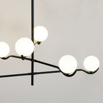 Doris Modern Glass Ball Chandelier in Black Metal for Dining Room and Living Room