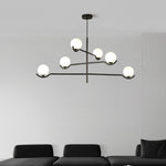 Doris Modern Glass Ball Chandelier in Black Metal for Dining Room and Living Room
