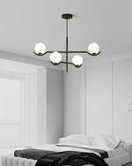 Doris Modern Glass Ball Chandelier in Black Metal for Dining Room and Living Room