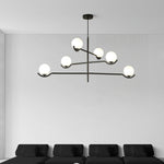 Doris Modern Glass Ball Chandelier in Black Metal for Dining Room and Living Room