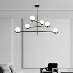 Doris Modern Glass Ball Chandelier in Black Metal for Dining Room and Living Room