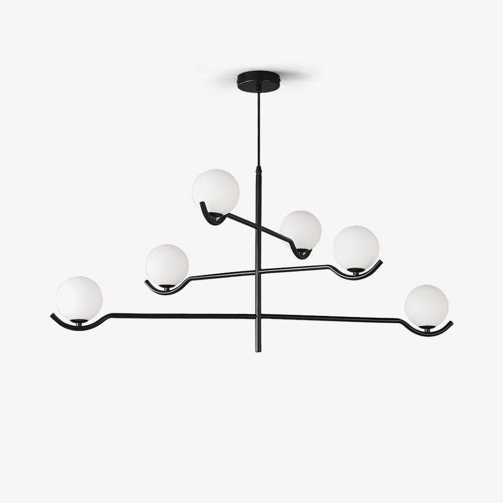 Doris Modern Glass Ball Chandelier in Black Metal for Dining Room and Living Room