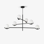Doris Modern Glass Ball Chandelier in Black Metal for Dining Room and Living Room