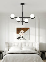 Doris Modern Glass Ball Chandelier in Black Metal for Dining Room and Living Room