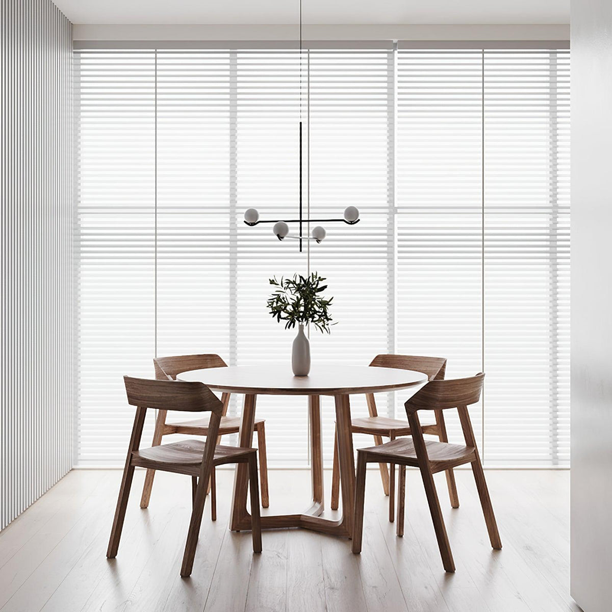 Doris Modern Glass Ball Chandelier in Black Metal for Dining Room and Living Room