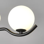 Doris Modern Glass Ball Chandelier in Black Metal for Dining Room and Living Room