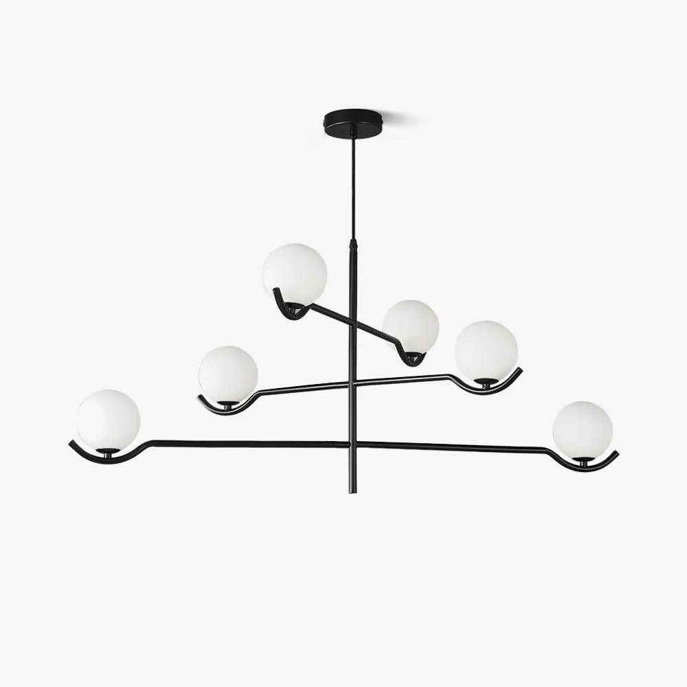 Doris Modern Glass Ball Chandelier in Black Metal for Dining Room and Living Room
