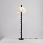 Dottie Belle Walnut Wood Floor Lamp with Scalloped Fabric Shade