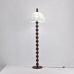 Dottie Belle Walnut Wood Floor Lamp with Scalloped Fabric Shade