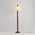 Dottie Belle Walnut Wood Floor Lamp with Scalloped Fabric Shade