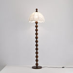 Dottie Belle Walnut Wood Floor Lamp with Scalloped Fabric Shade