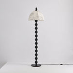 Dottie Belle Walnut Wood Floor Lamp with Scalloped Fabric Shade