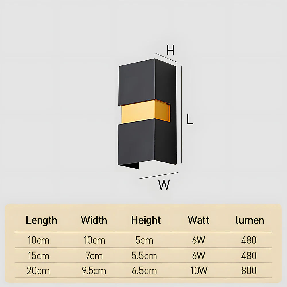 Modern Rectangular Double Head Led Outdoor Wall Lamp