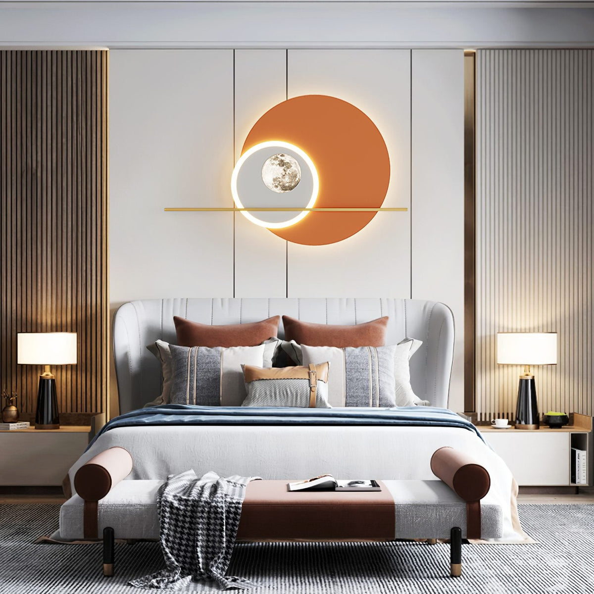 Double Circle Moon Wall Light