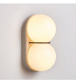 Double Globe Travertine Wall Sconce in Yellow Travertine and Glass